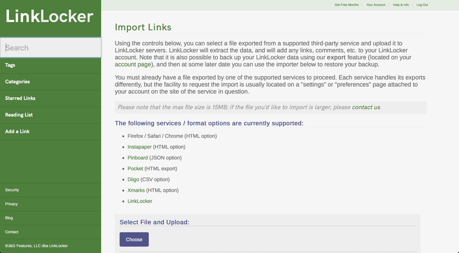 Import your data from other bookmarking services.
